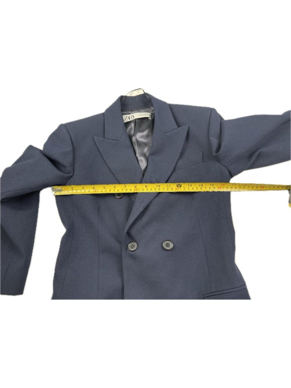 Zara Women’s Navy Blue Tailored Double Breasted Blazer Jacket Size XS - Picture 11 of 11